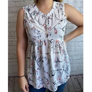Sienna Sky White Floral Sleeveless Blouse